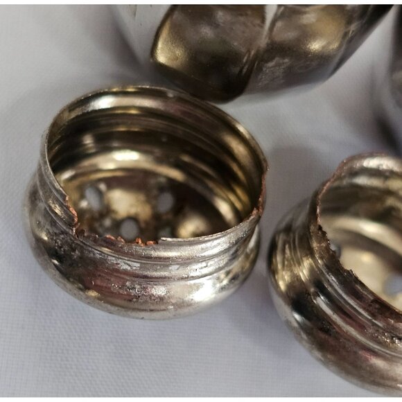 4 Silverplate Mini Salt Pepper Shakers 1.5" Baronial plate vtg rustic style - Picture 9 of 10
